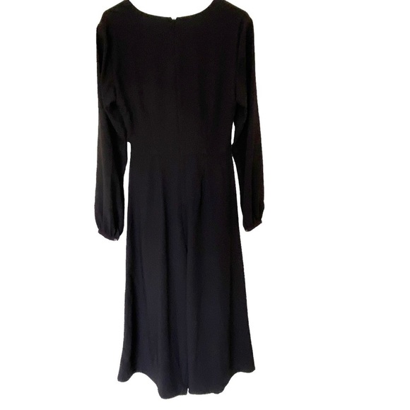 Hutch V-Neck Tie Front Cut Out Wide Leg Long Sleeve Jumpsuit in Black, Size 6 - Picture 2 of 10